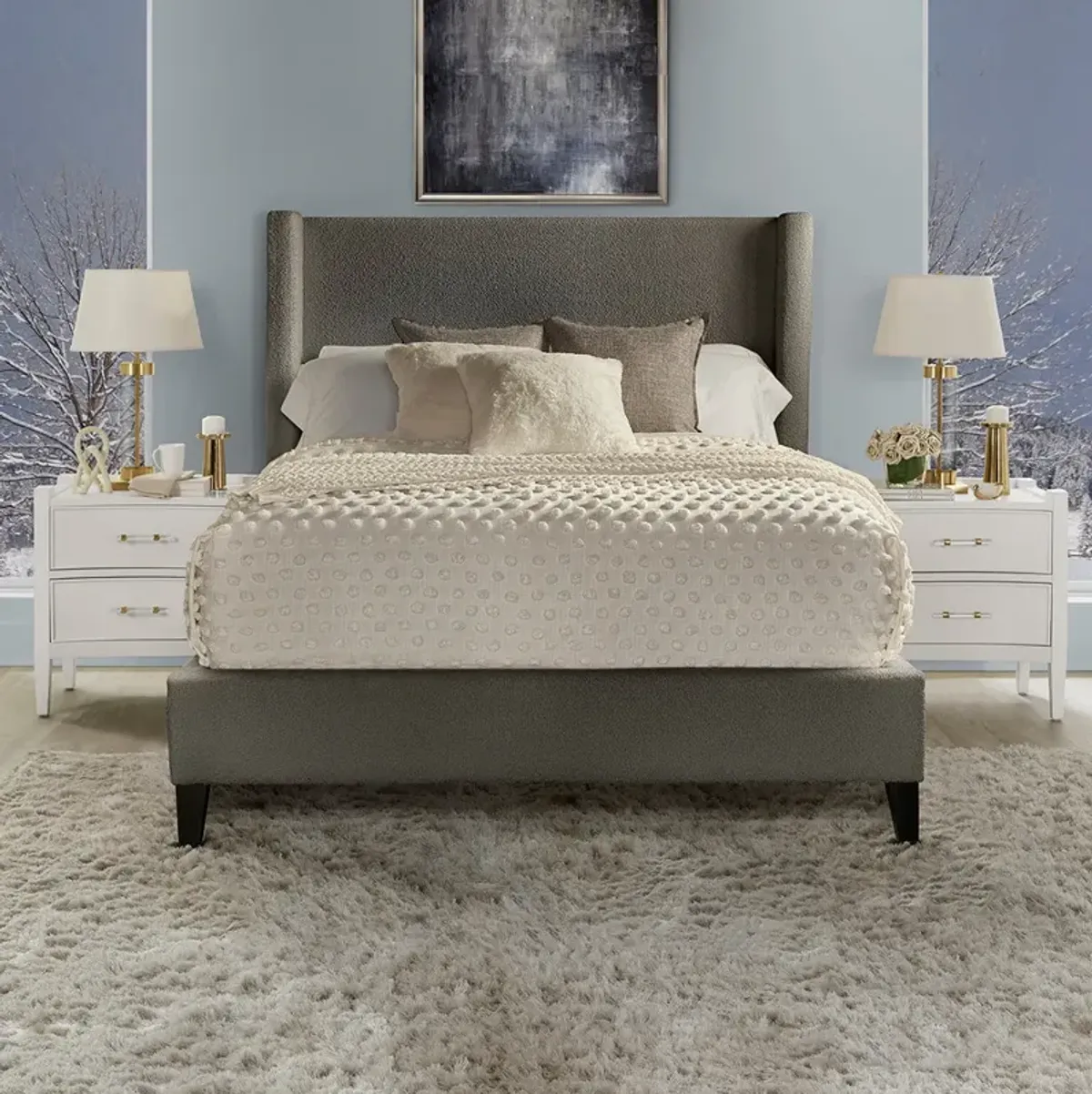 Queen / Charcoal Seraph Upholstered Bed