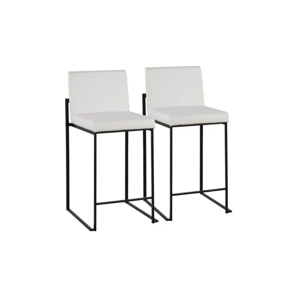 White and Black Fuji High Back Counter Stools (Set of 2)