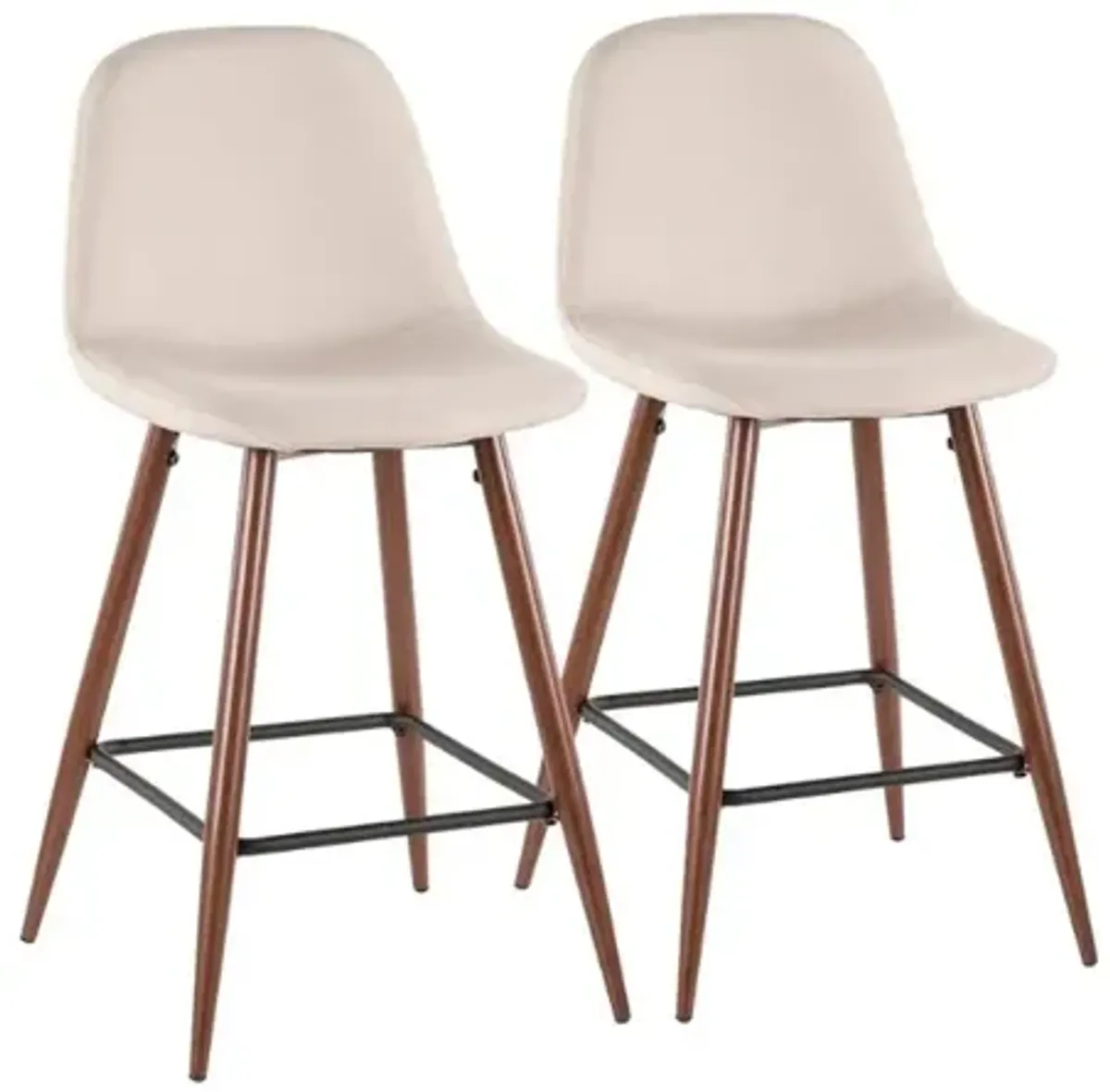 Blue and Walnut Pebble Counter Stools (Set of 2)