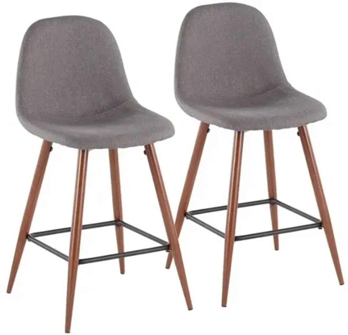 Blue and Walnut Pebble Counter Stools (Set of 2)