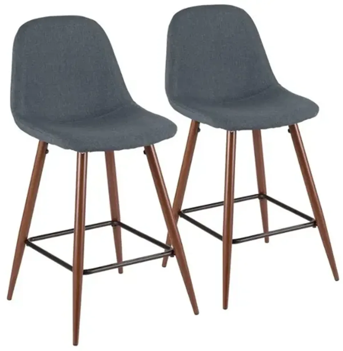 Blue and Walnut Pebble Counter Stools (Set of 2)