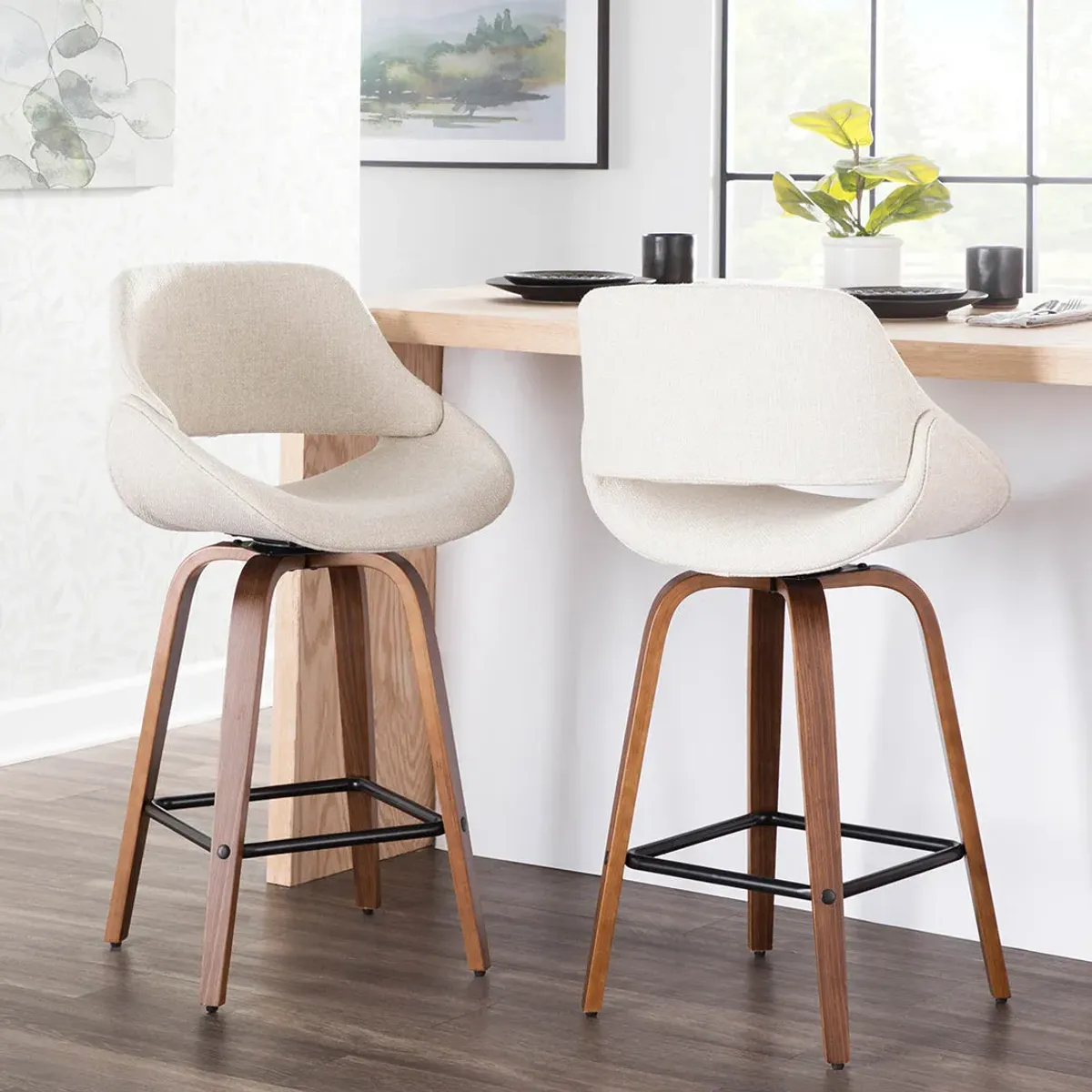 Beige Fabrico Counter Stools (Set of 2)