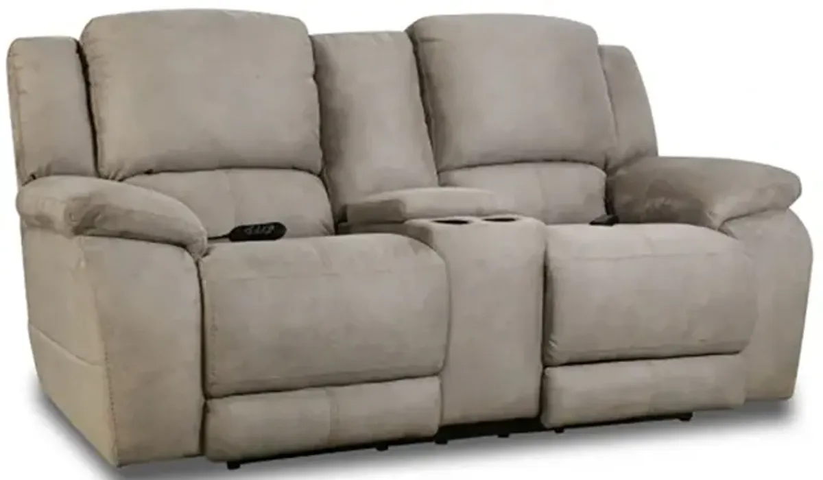 Nickel Perdido Power Console Loveseat