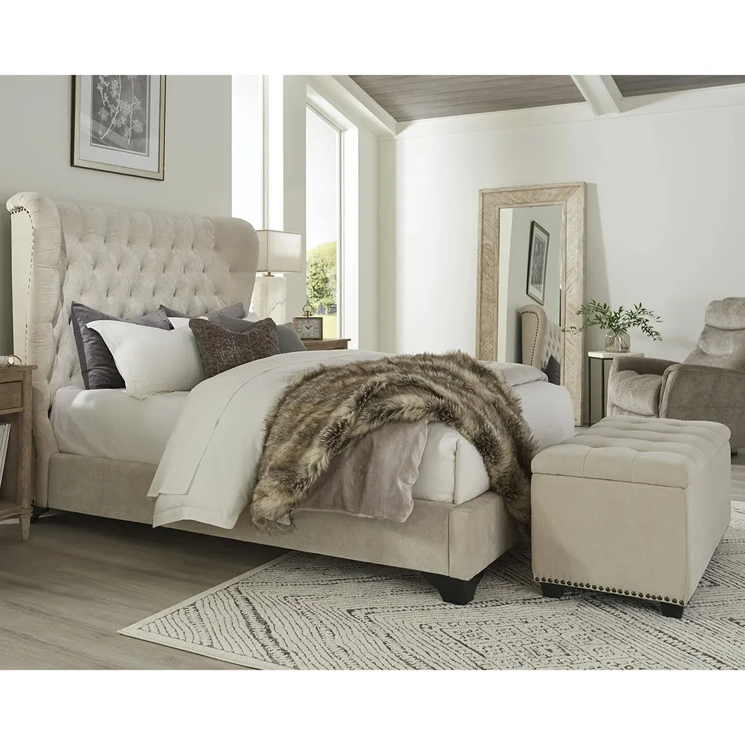 Queen / French Grey Chloe Upholstered Bed