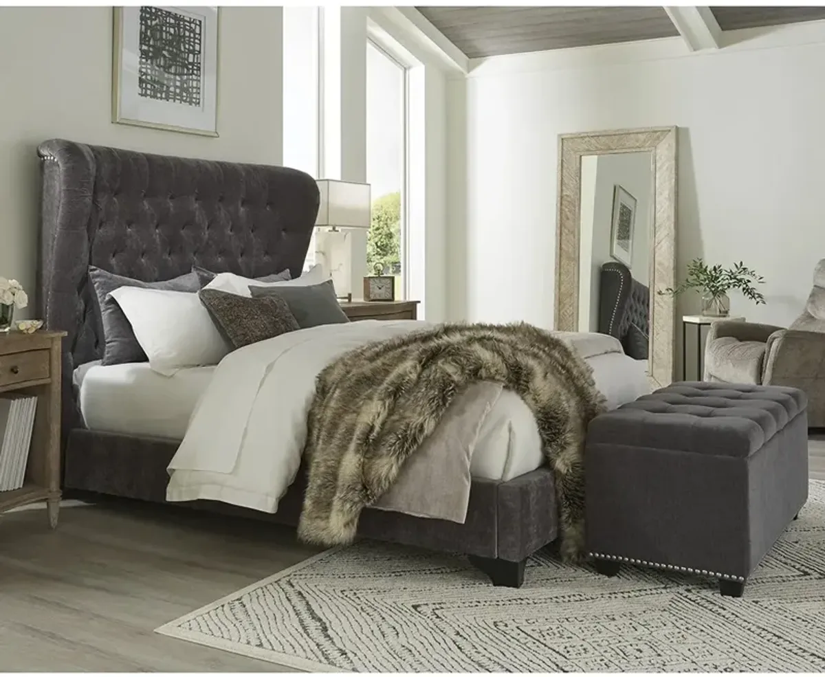 Queen / French Grey Zoey Upholstered Bed