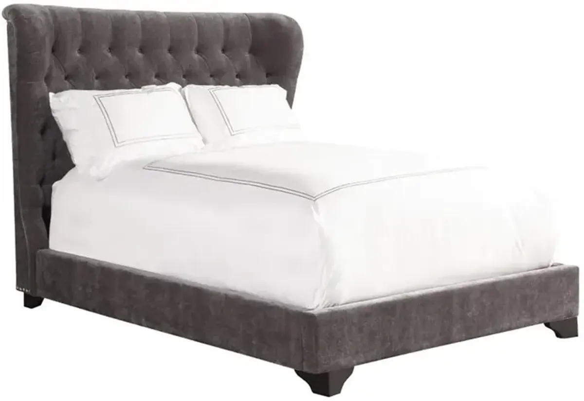 Queen / French Grey Zoey Upholstered Bed