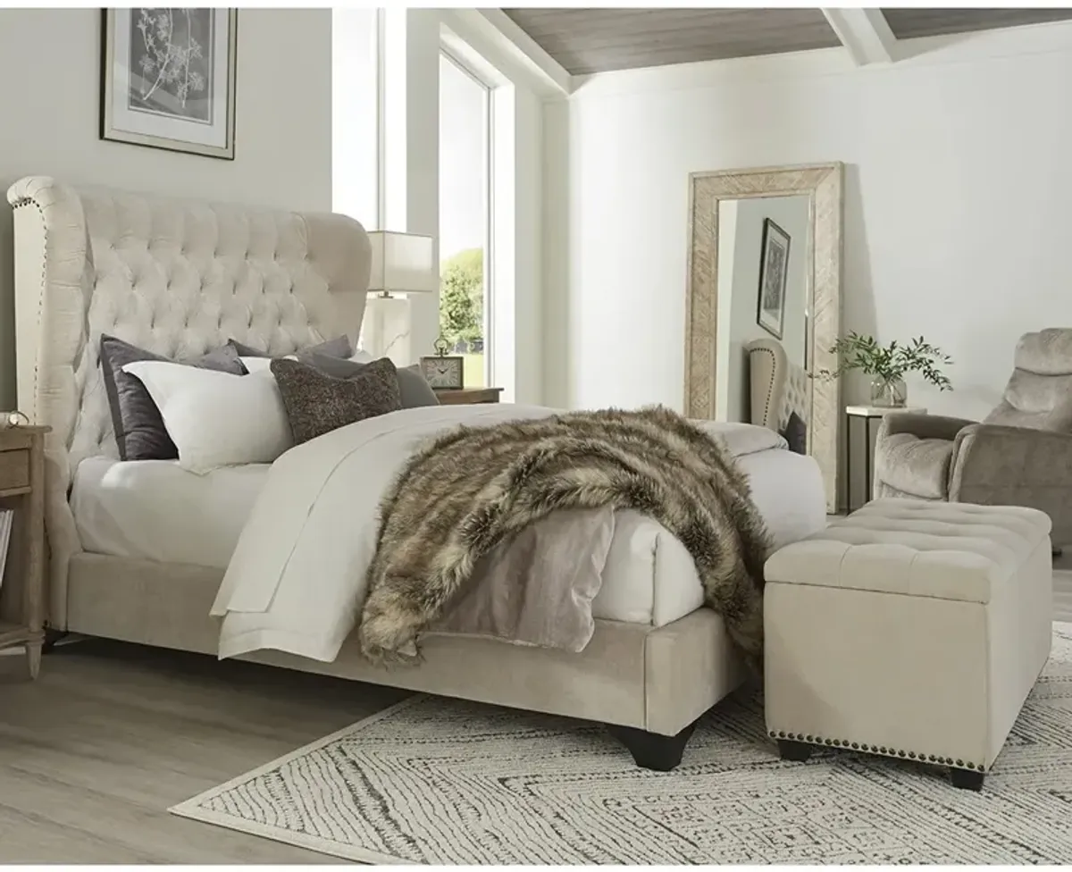 King / French Grey Zoey Upholstered Bed