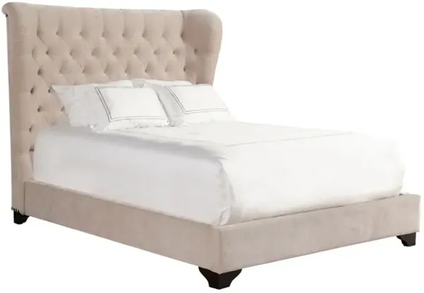 King / Beige Zoey Upholstered Bed