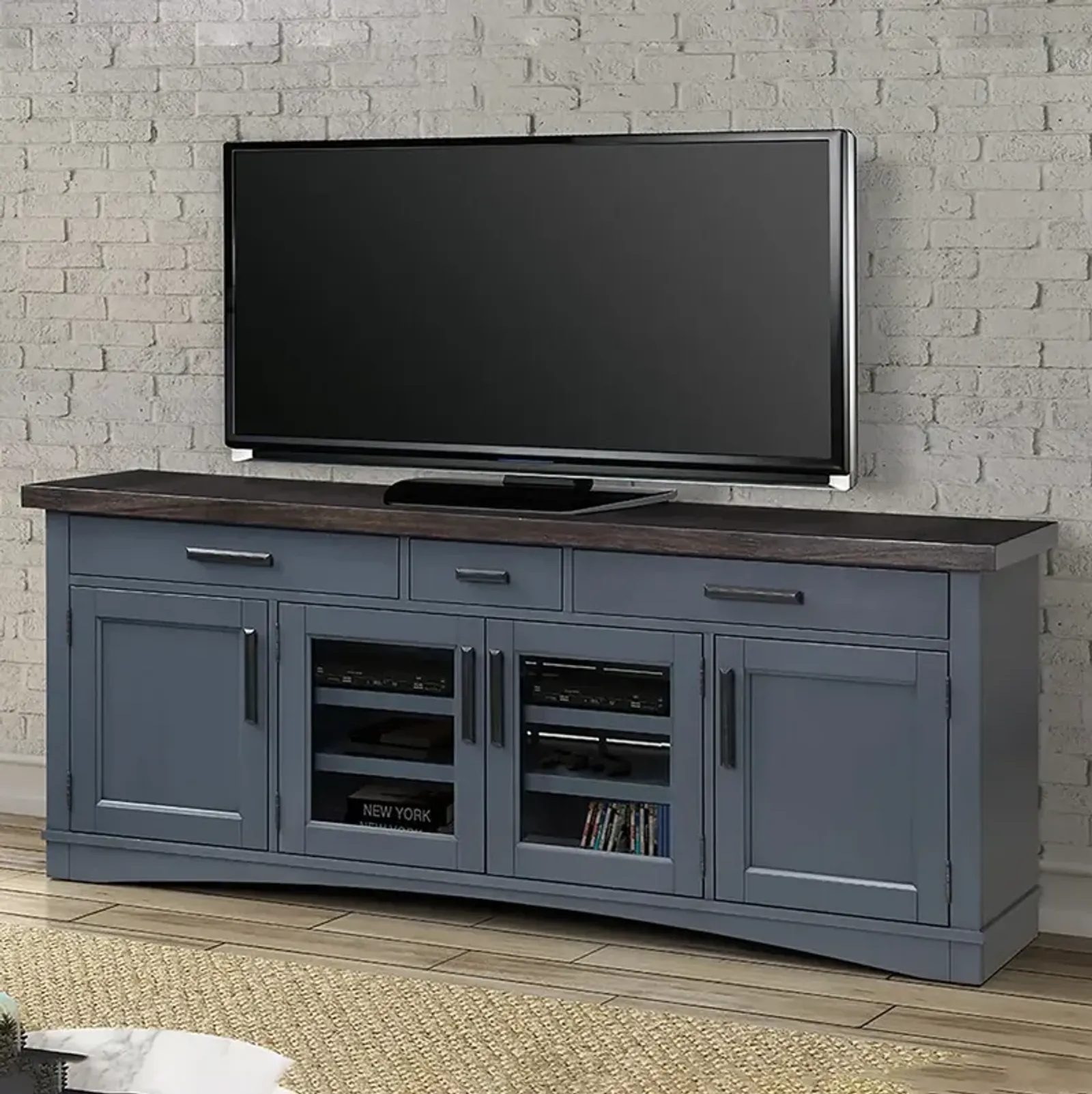 76 Inch / Denim Modern Roots TV Console