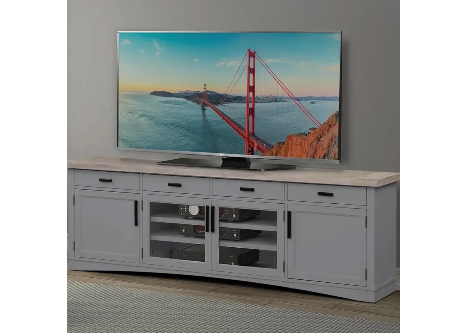 92 Inch / Dove Modern Roots TV Console