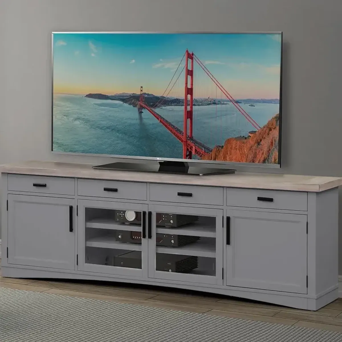 92 Inch / Dove Modern Roots TV Console