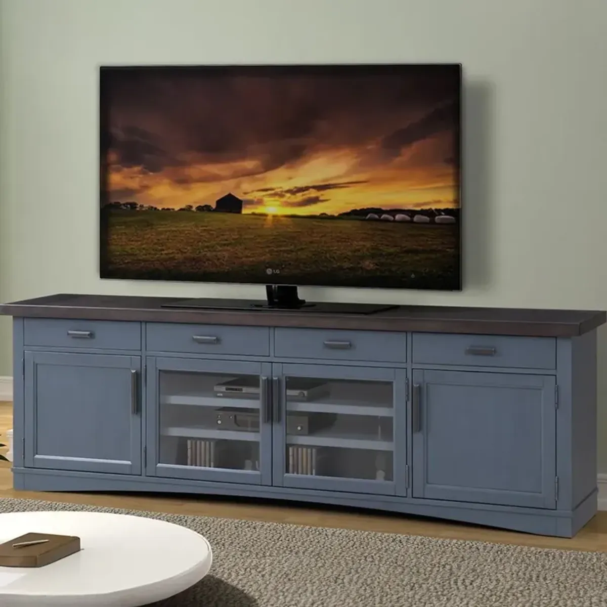 92 Inch / Denim Modern Roots TV Console