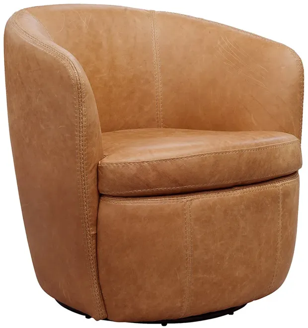 Navy Barolo Leather Swivel Chair