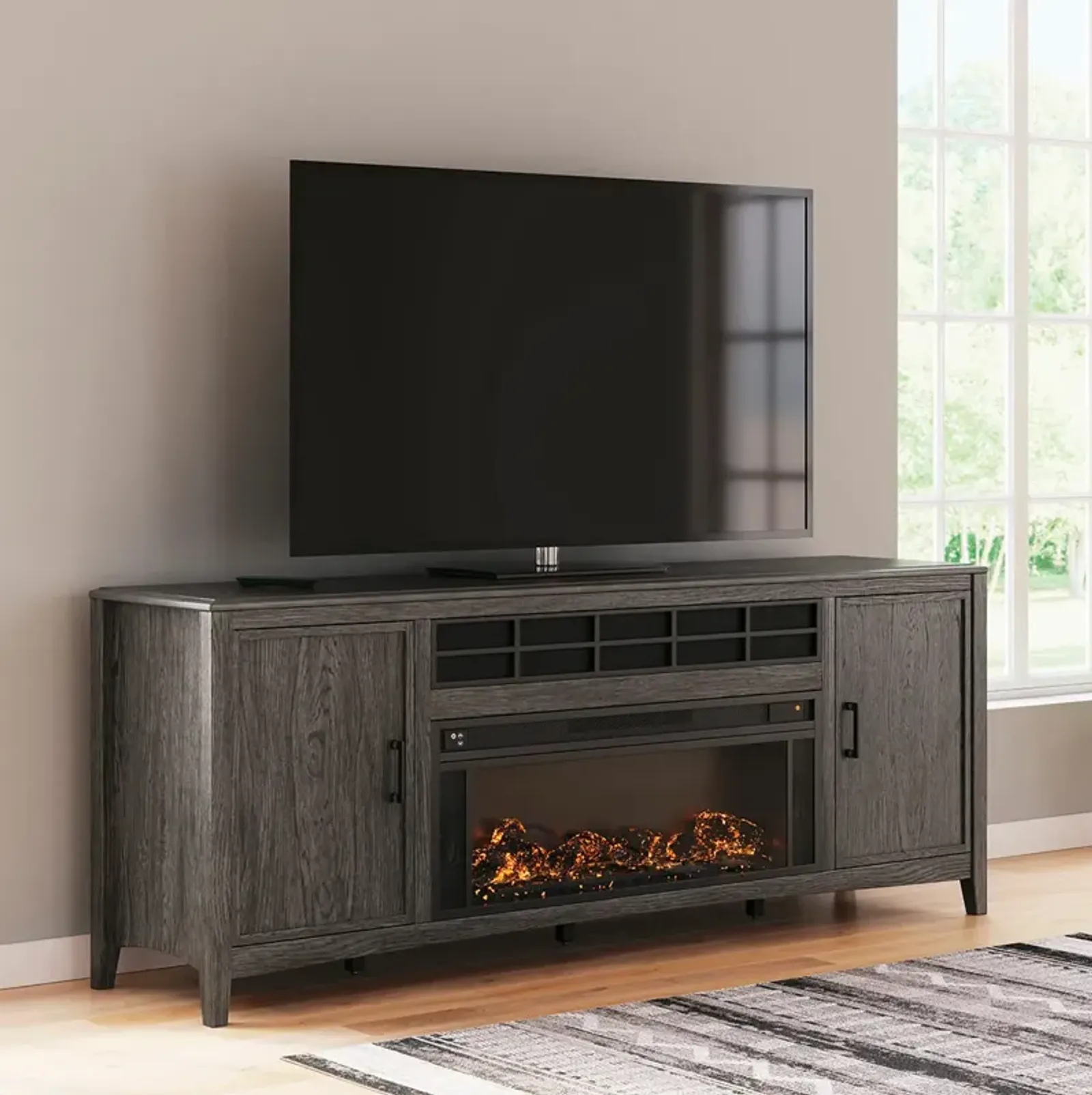 TV Stand with Fireplace Insert Montillan TV Stand - 84 Inch