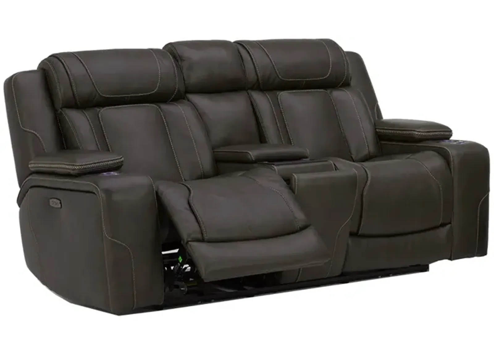 Charcoal First Class Power Reclining Loveseat with Console