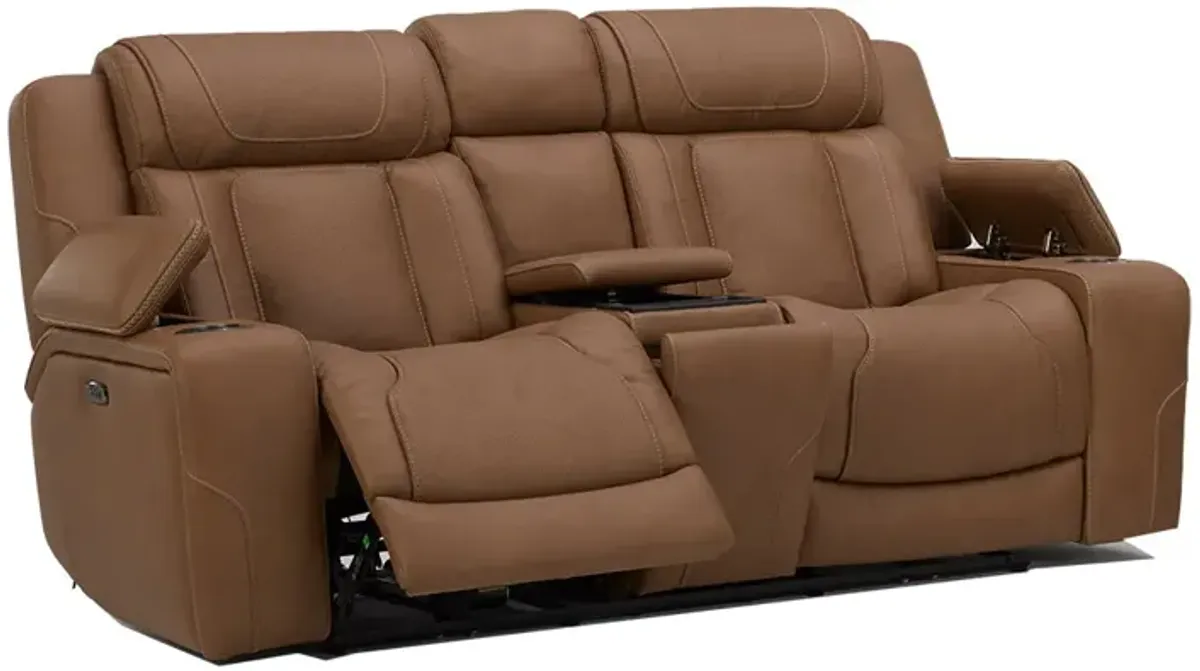 Butternut First Class Power Reclining Loveseat with Console