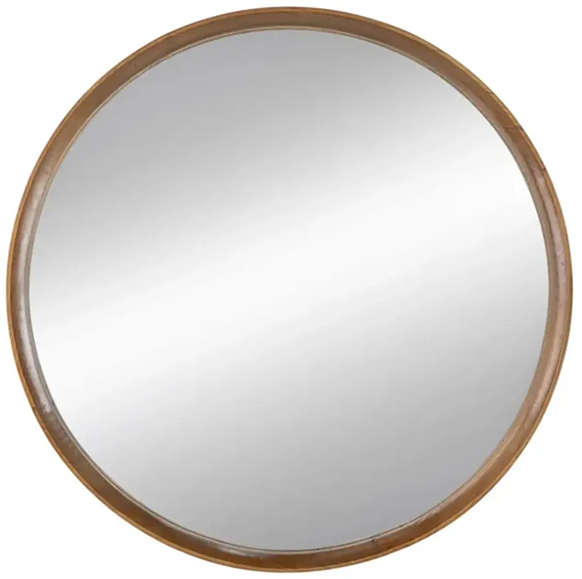 Round Wooden Accent Mirror