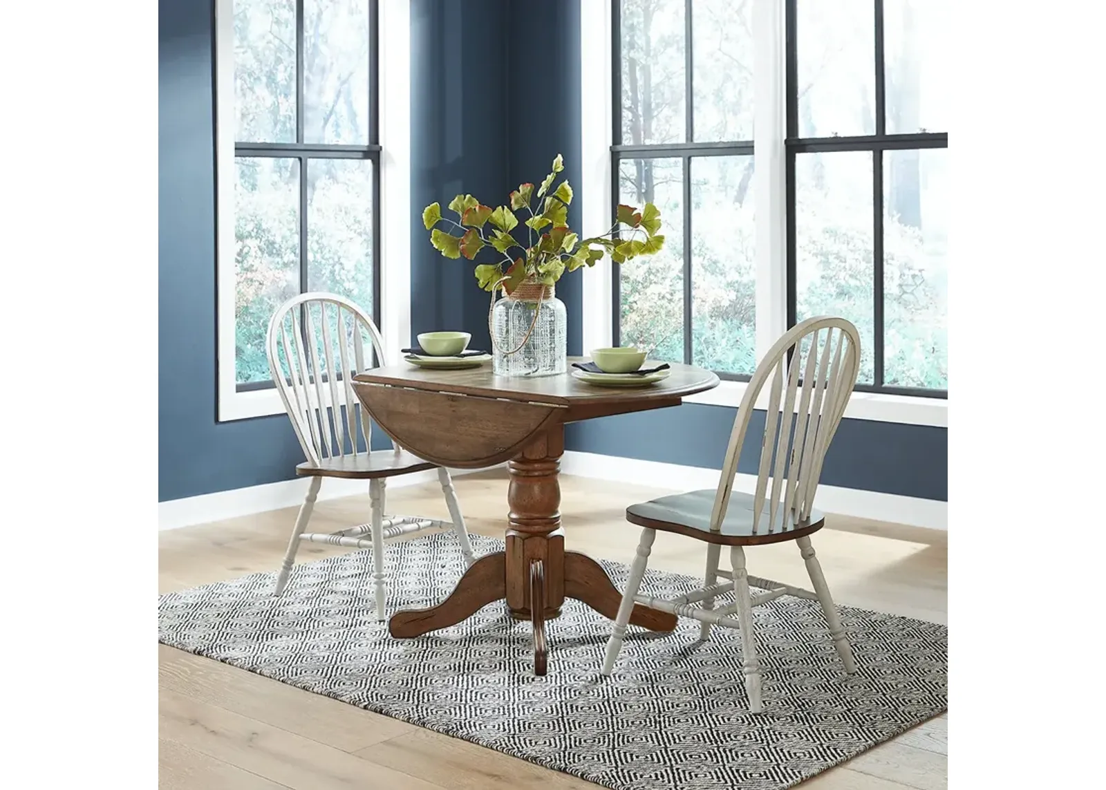 White Carolina Crossing Drop Leaf Dining Set (3pc)