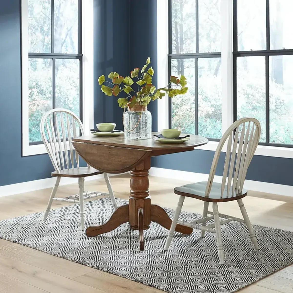 White Carolina Crossing Drop Leaf Dining Set (3pc)