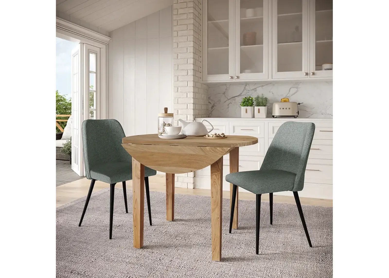 Macy Drop Leaf Dining Set (3pc) - Blue