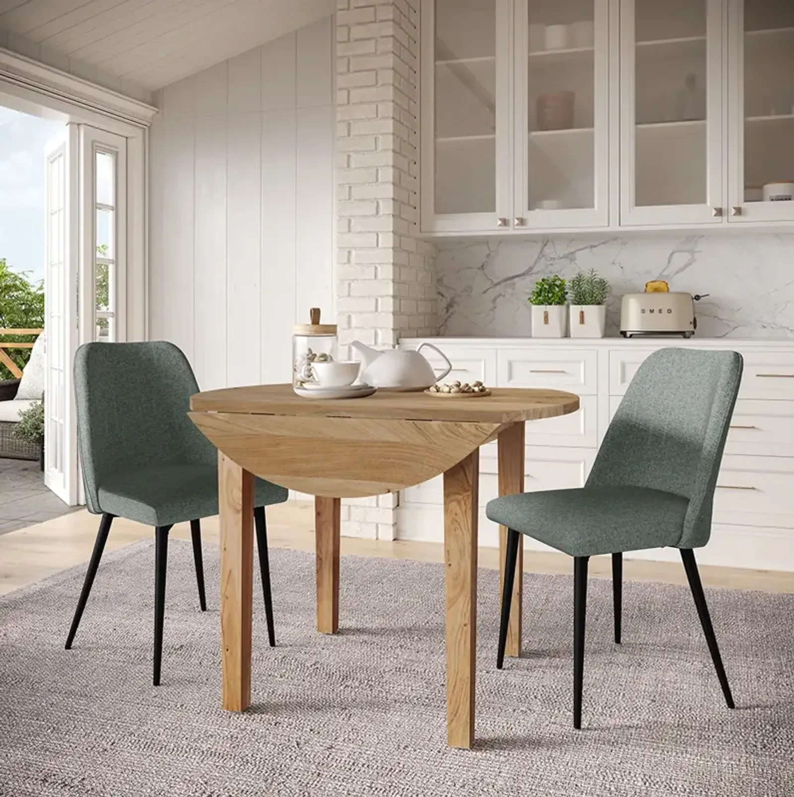 Macy Drop Leaf Dining Set (3pc) - Blue