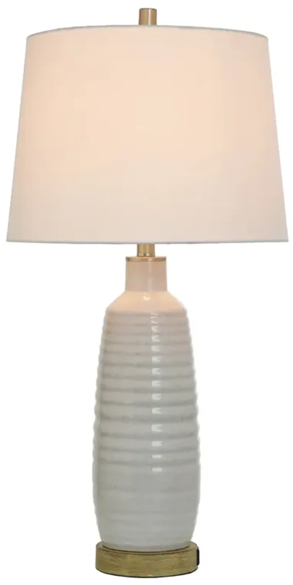 White Wash Table Lamp with USB