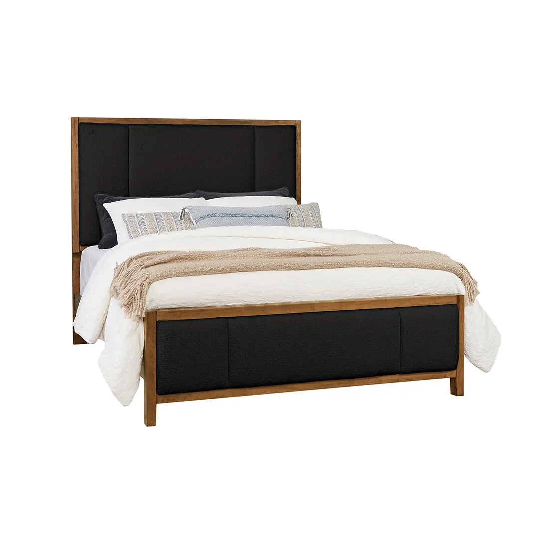 Queen Crafted Cherry Upholstered Bed