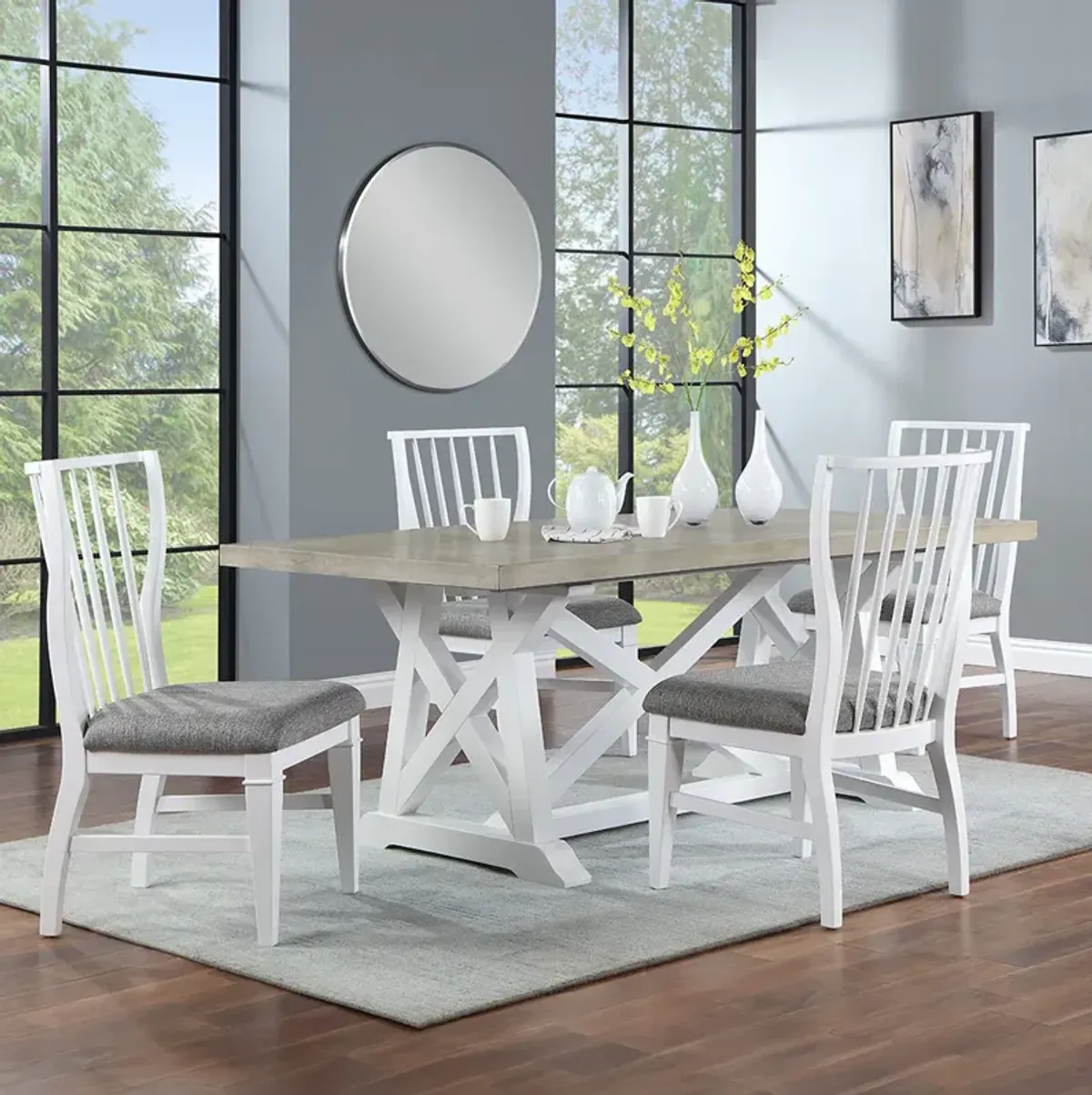 White Lawton Dining Set (5pc)