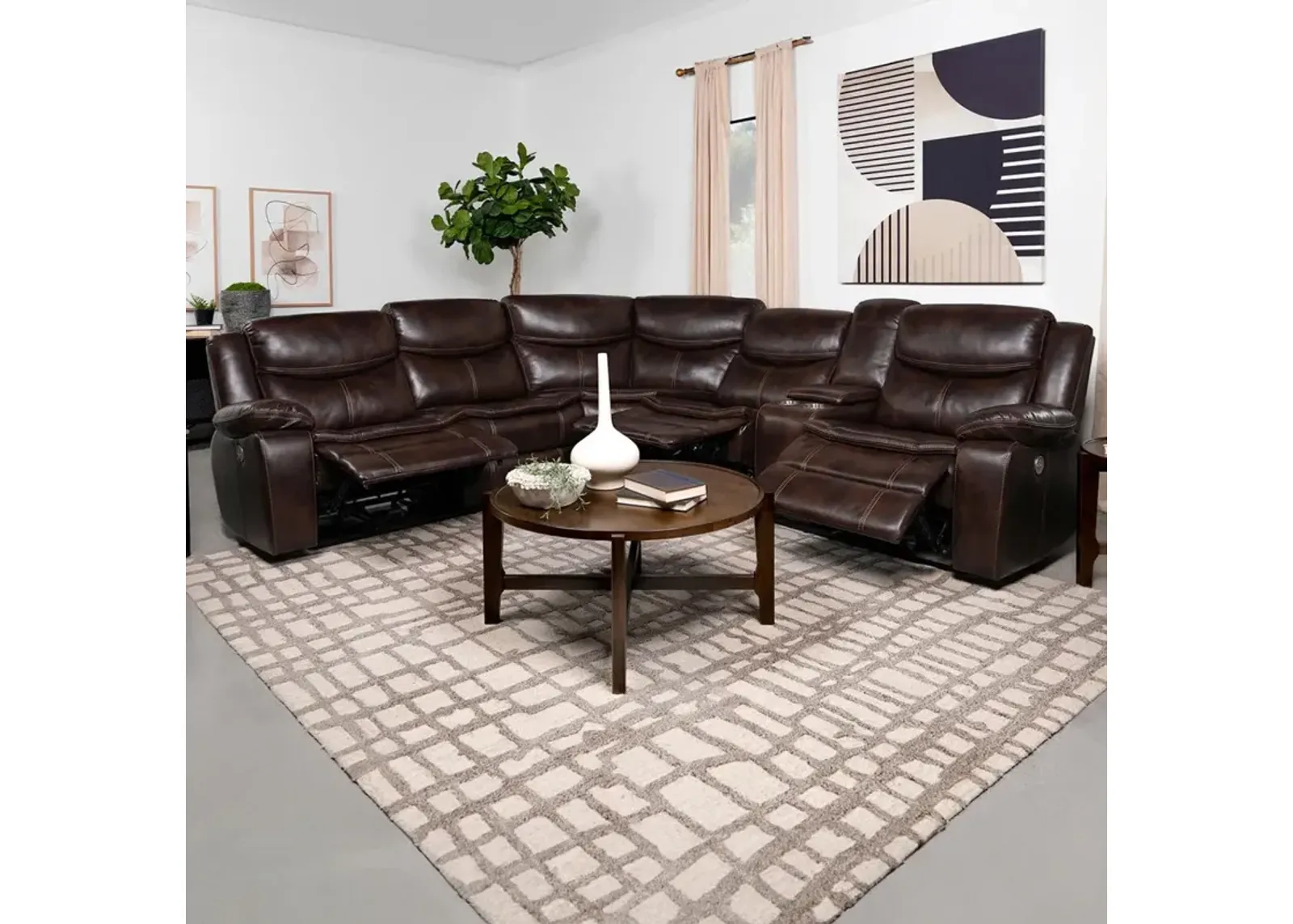 Chocolate Sycamore Power Reclining Sectional