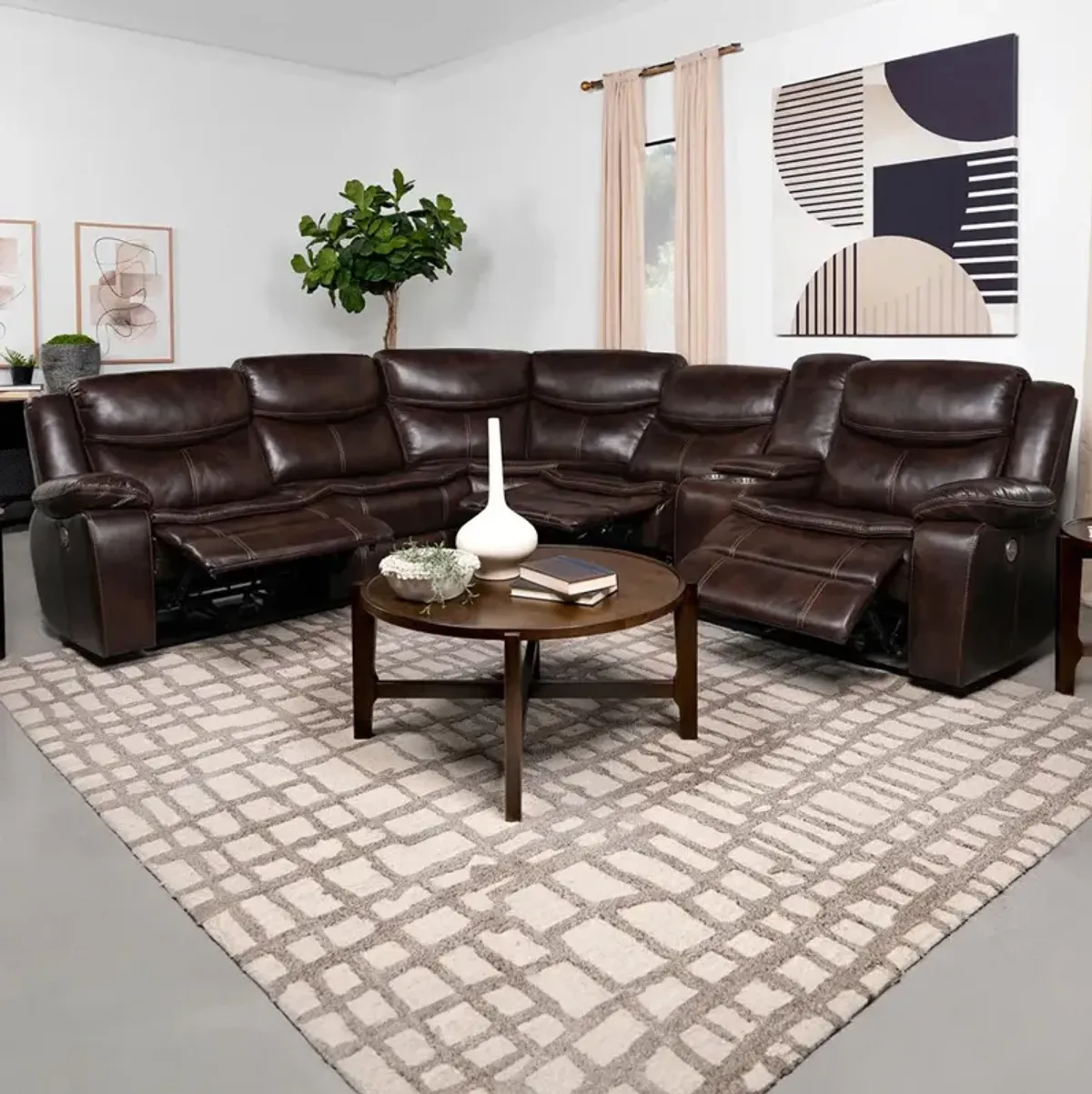 Chocolate Sycamore Power Reclining Sectional