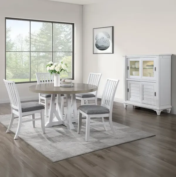 White Lawton Round Dining Set (5pc)