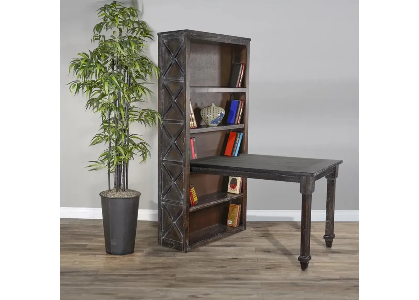 Brown Carriage House Desk with Bookcase