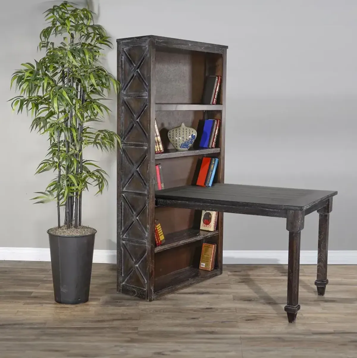 Brown Carriage House Desk with Bookcase