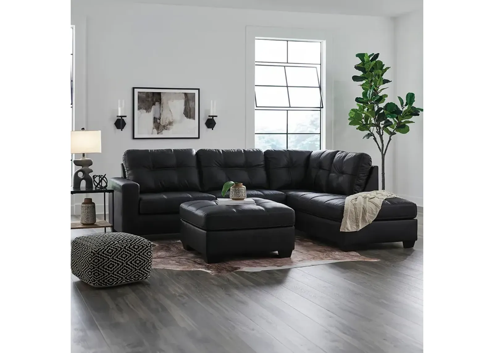 Carbon Barlin Mills Right Chaise Sectional with Ottoman