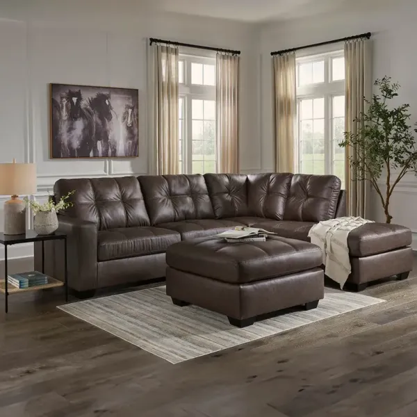 Brown Barlin Mills Right Chaise Sectional with Ottoman