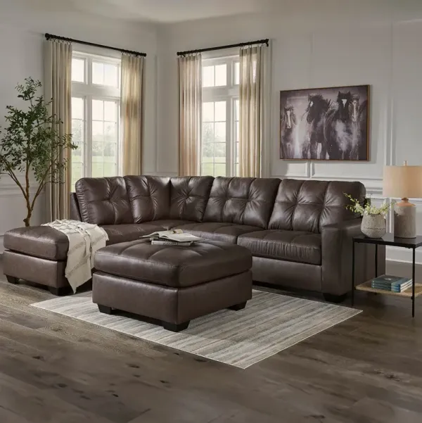 Brown Barlin Mills Left Chaise Sectional with Ottoman