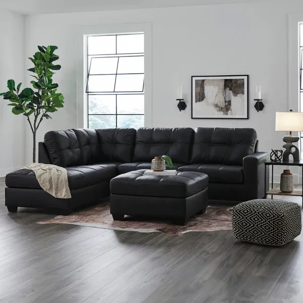 Gray Barlin Mills Left Chaise Sectional with Ottoman