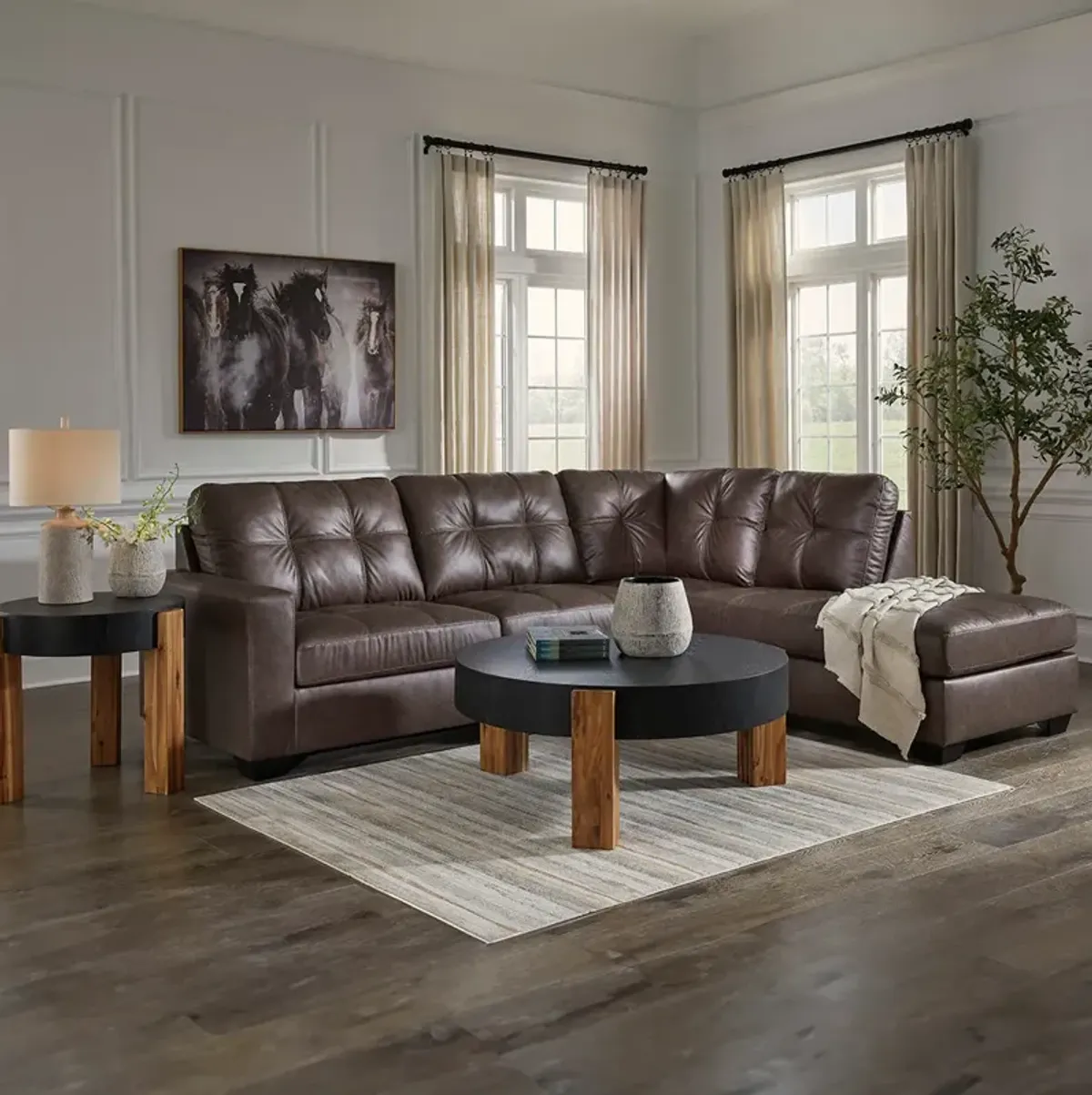 Umber Barlin Mills Sectional with Right Chaise