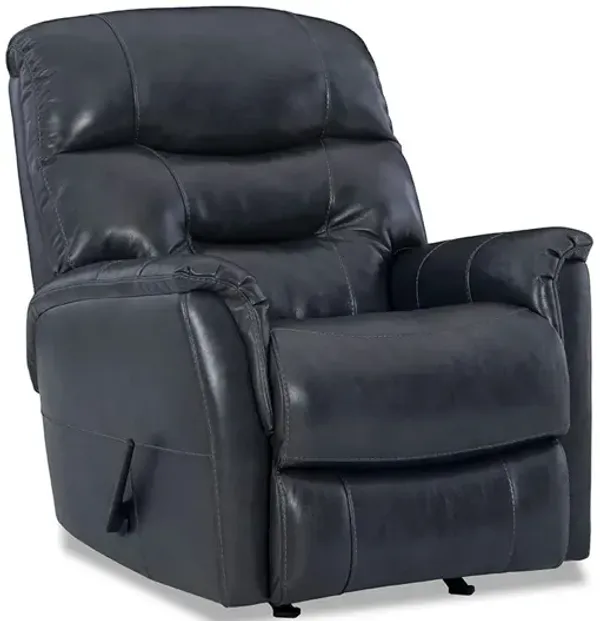 Blue Napoli Leather Rocker Recliner
