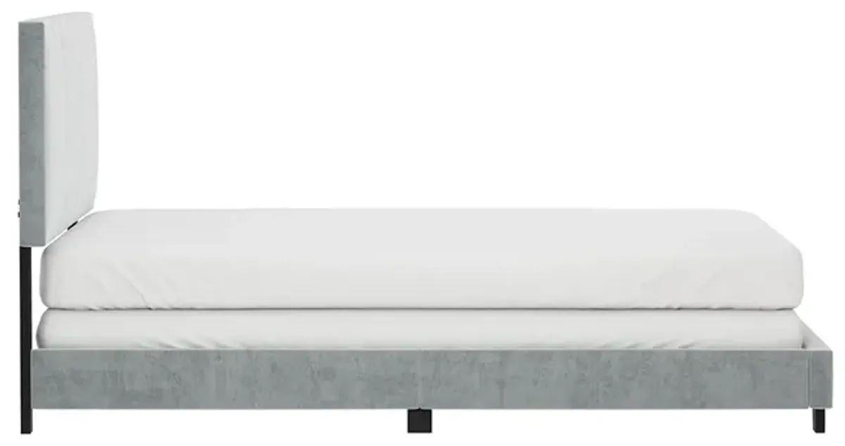 Platinum Grey Channel Upholstered Bed - Queen