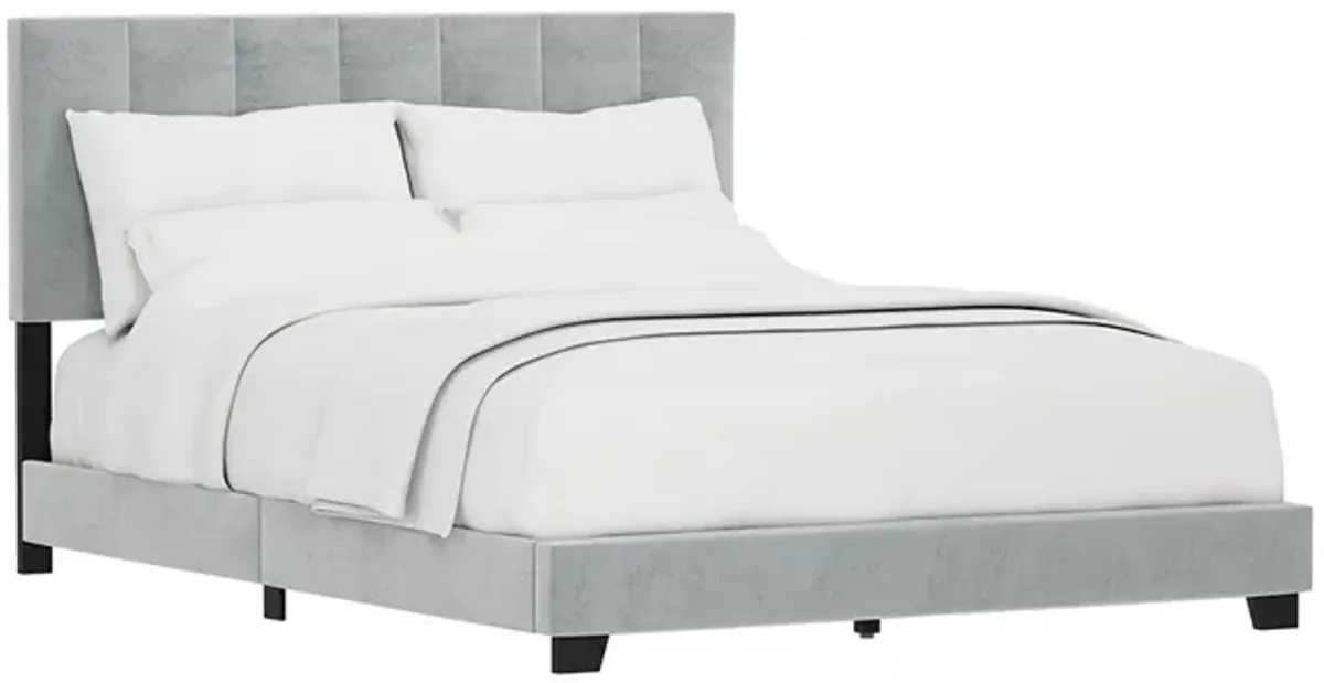 Platinum Grey Channel Upholstered Bed - Queen