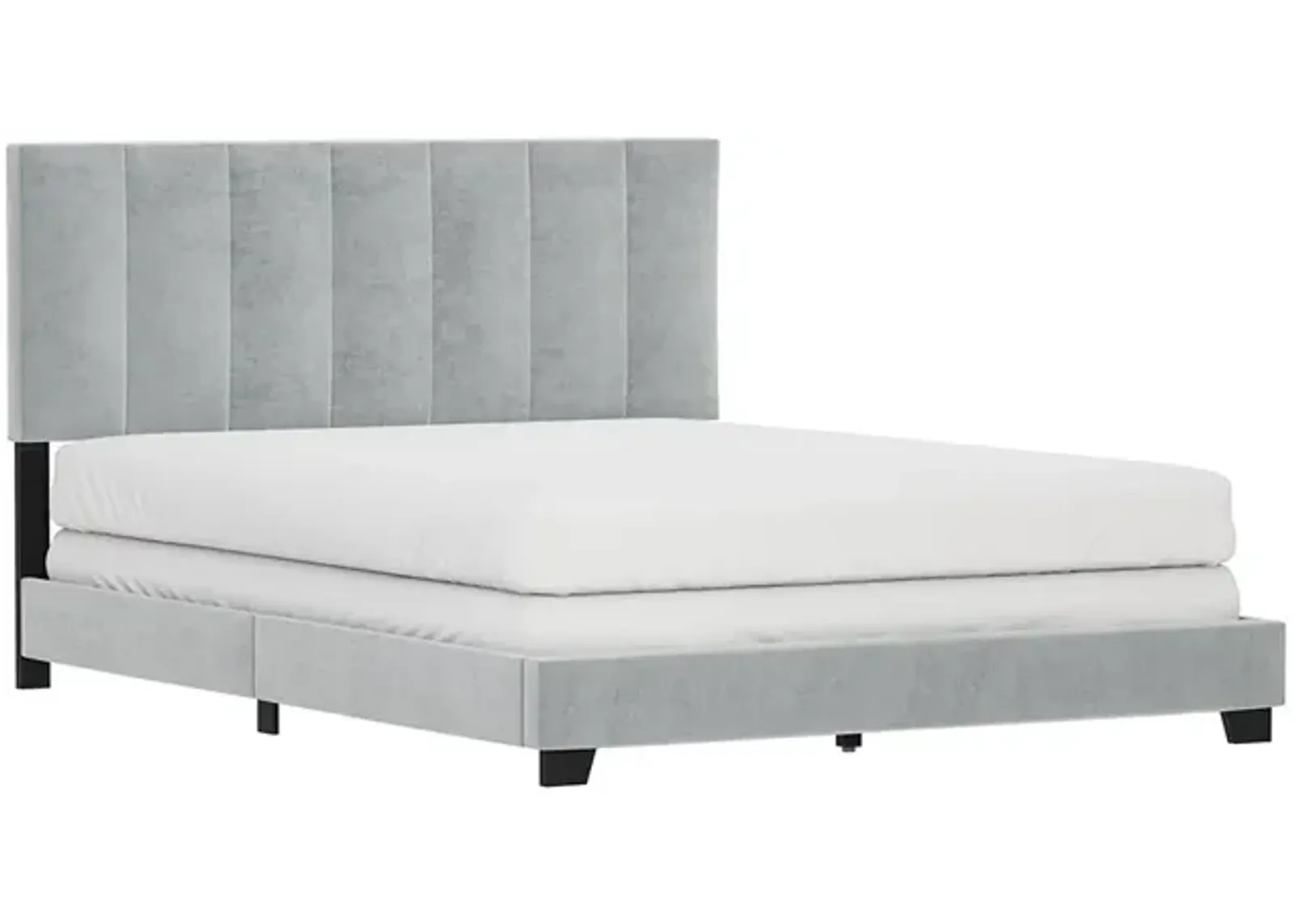 Platinum Grey Channel Upholstered Bed - Queen