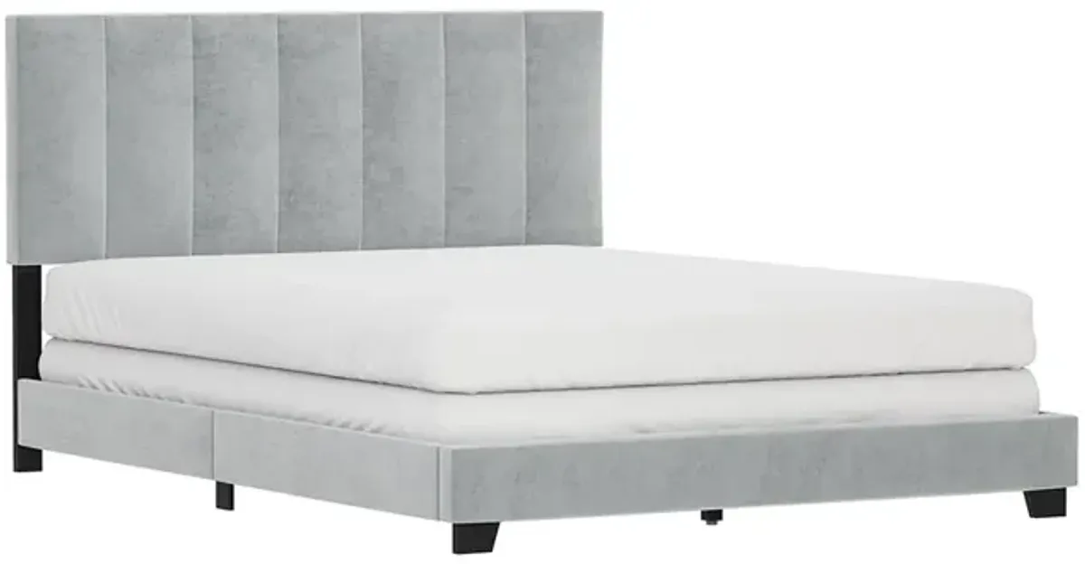 Platinum Grey Channel Upholstered Bed - Queen