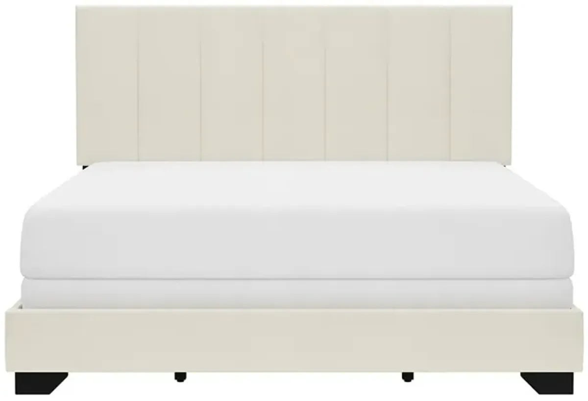 White Channel Upholstered Bed - Queen