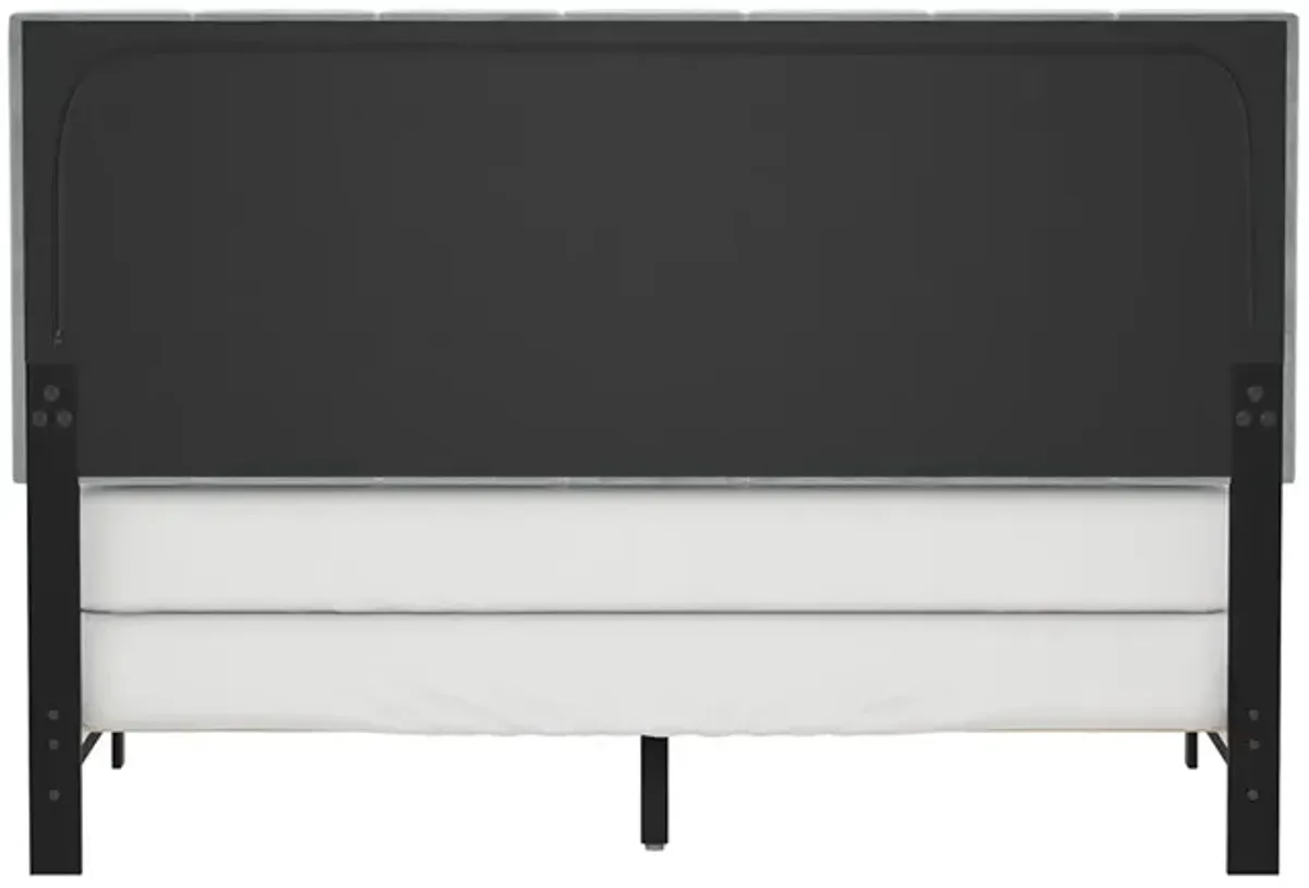 White Channel Upholstered Bed - Queen