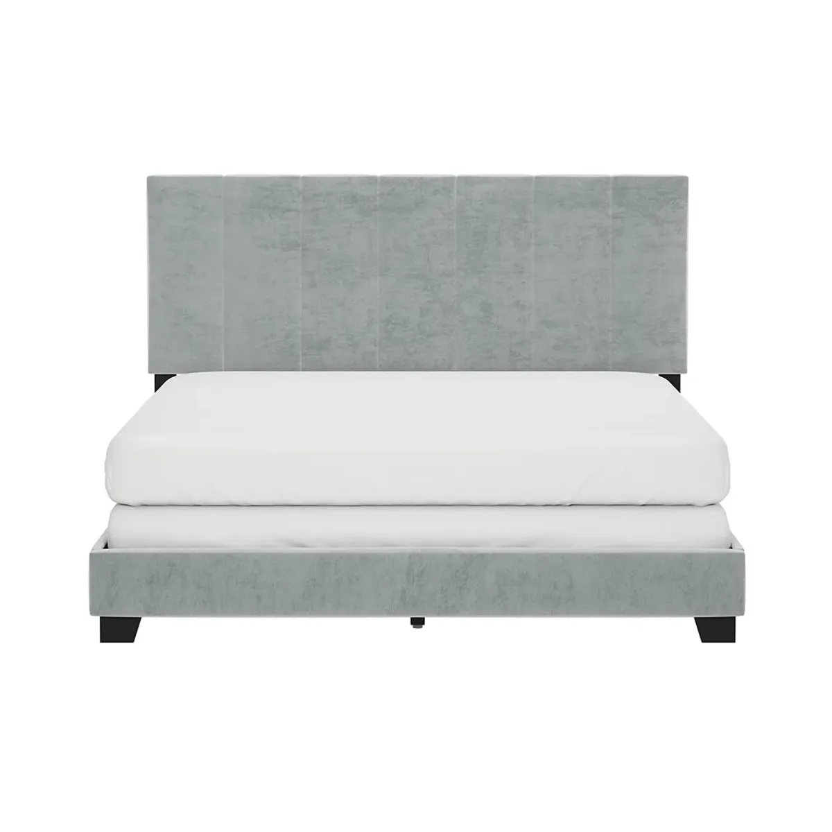 White Channel Upholstered Bed - Queen