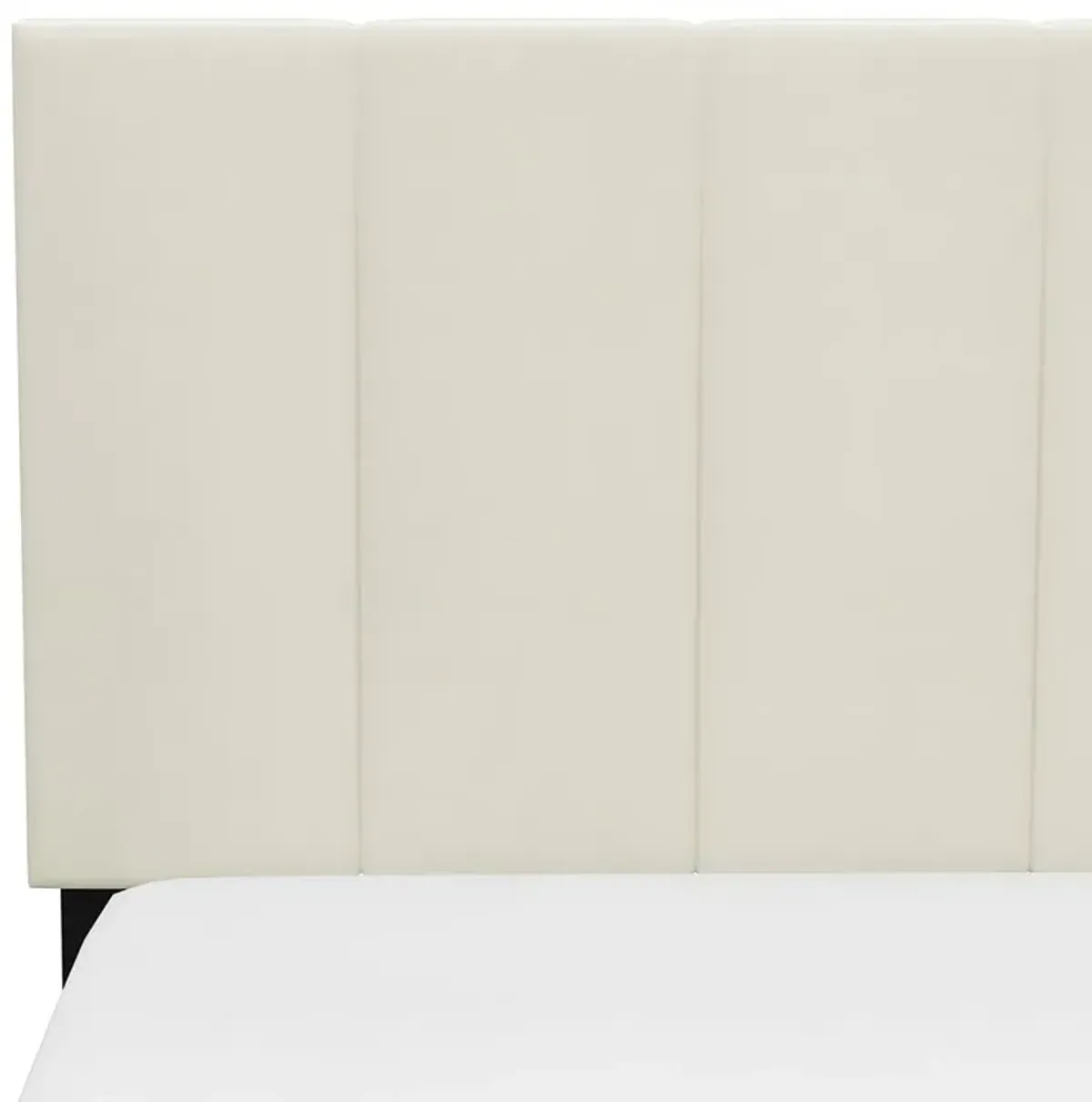 White Channel Upholstered Bed - Queen