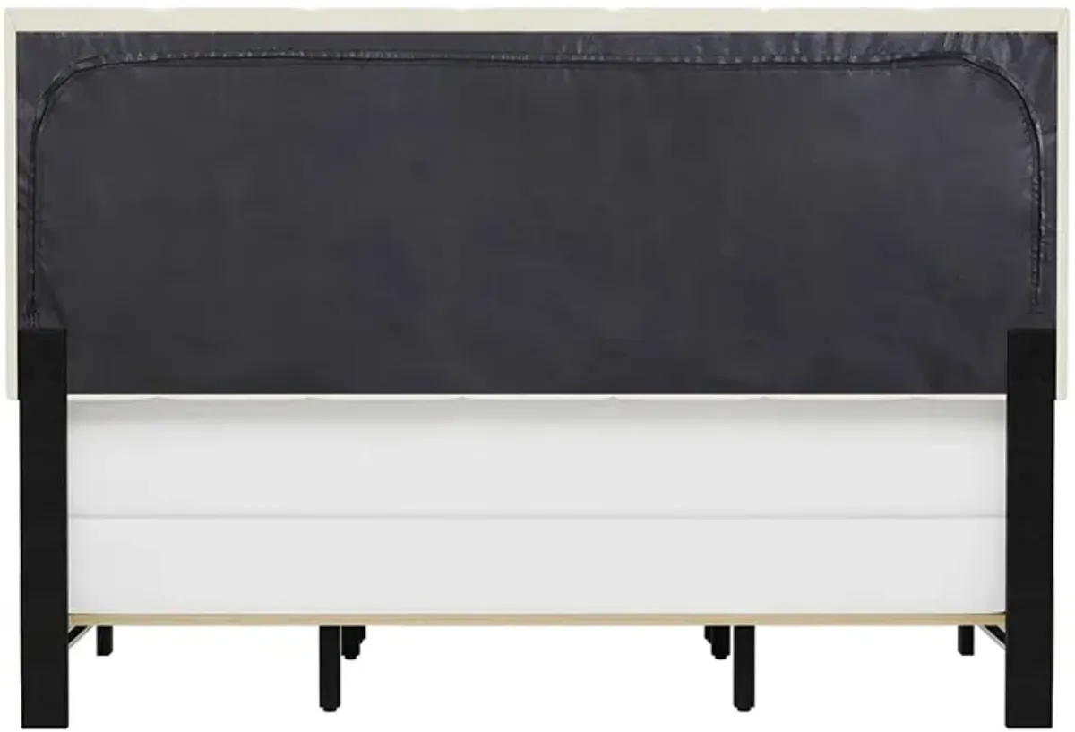 White Channel Upholstered Bed - Queen