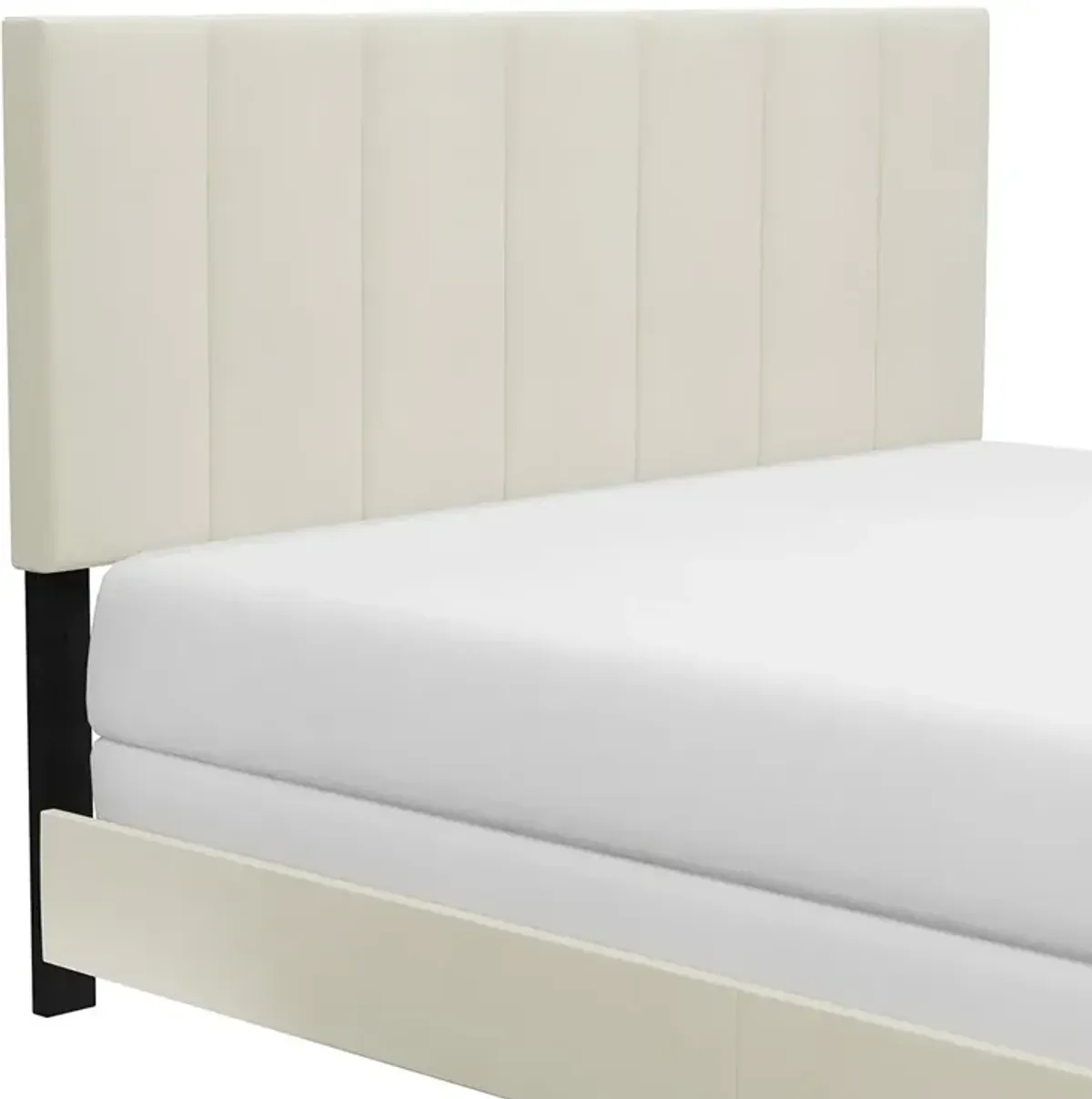 White Channel Upholstered Bed - Queen