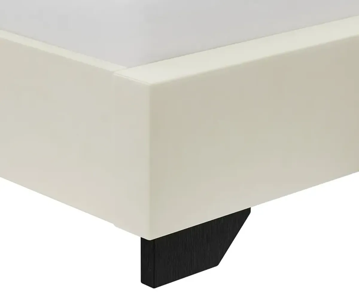 White Channel Upholstered Bed - Queen
